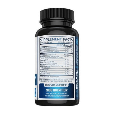 Zhou Nutrition, Water Away With Dandelion And Potassium, 60 Caps Zhou Nutrition