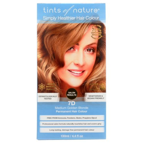 Tints of Nature, Permanent Hair Color, 7D Medium Golden Blonde 4.4 Oz Tints of Nature