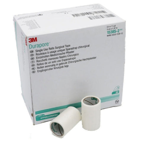3M, Durapore Silk-Like Cloth Medical Tape 2 Inch x 1-1/2 Yard White, Box Of 50 3M